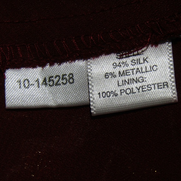 Ann Taylor 100% Silk Red Gold Glitter Slip Dress - Picture 6 of 6